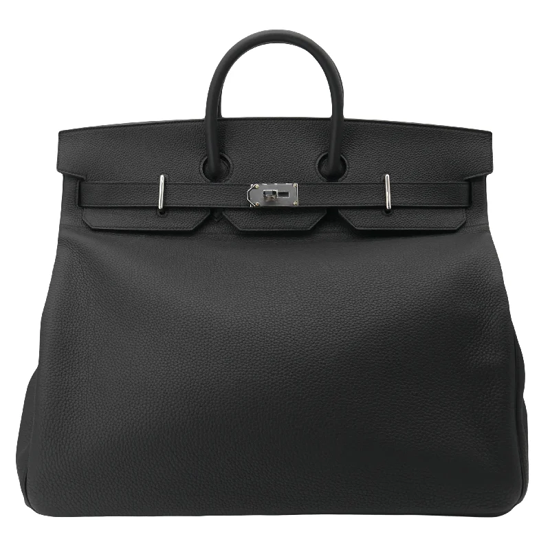 Hermès 50cm HAC Black Togo Leather Palladium Hardware