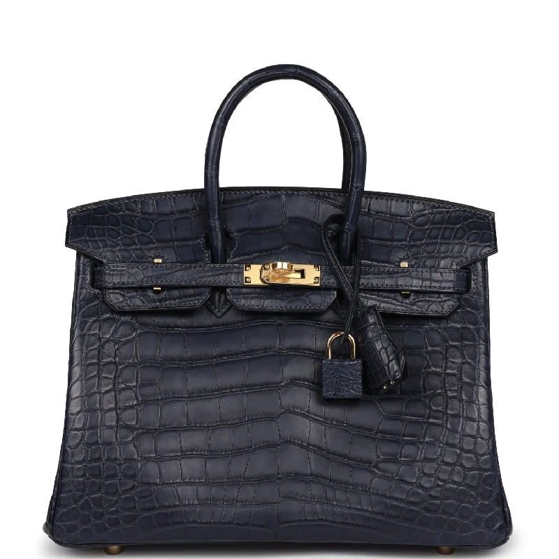 Hermes Birkin 25 Bleu Indigo Matte Alligator Gold Hardware