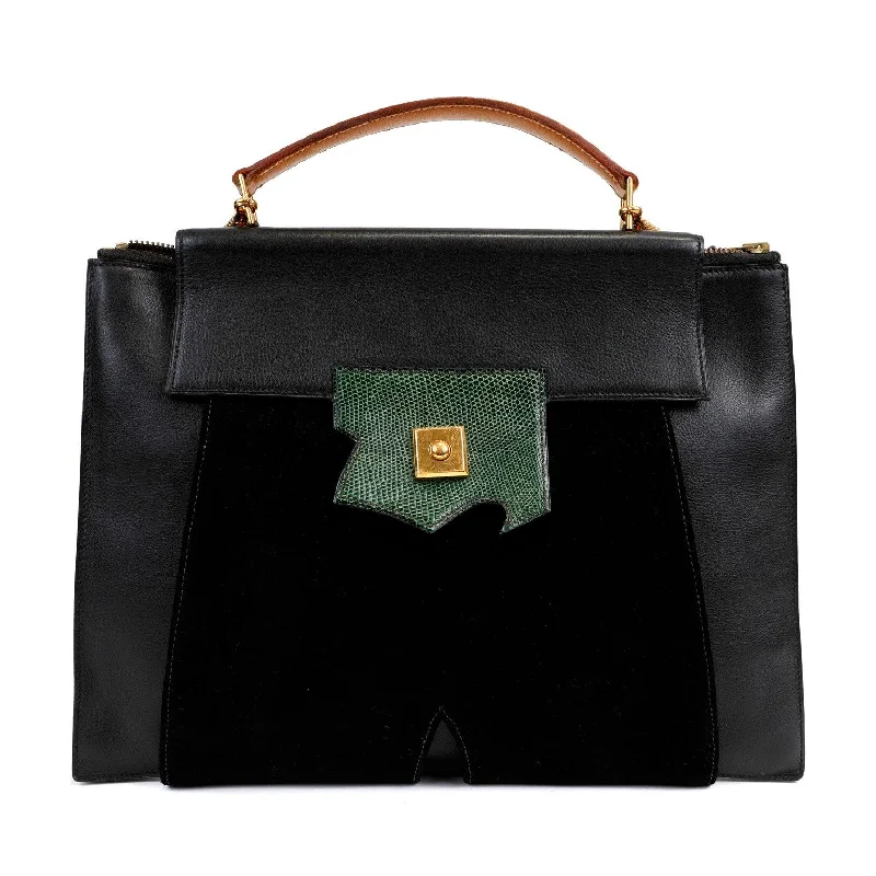 Hermès Black Lambskin & Suede Portfolio Bag