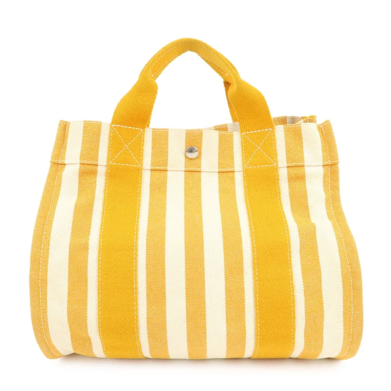 HERMES Canvas Cannes PM Tote Hand Bag Tote Bag Ivory Yellow