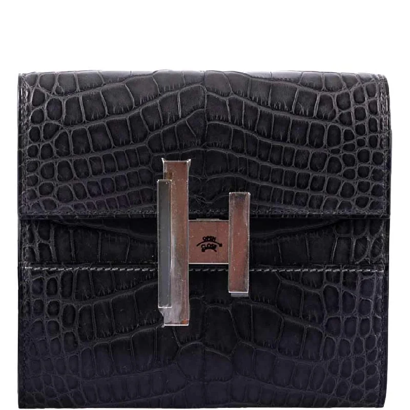 Hermès Cinhetic Wallet Matte Graphite Alligator Palladium Hardware