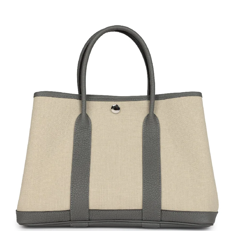 Hermes Garden Party 30 Gris Meyer Negonda and Beton Military Canvas Palladium Hardware