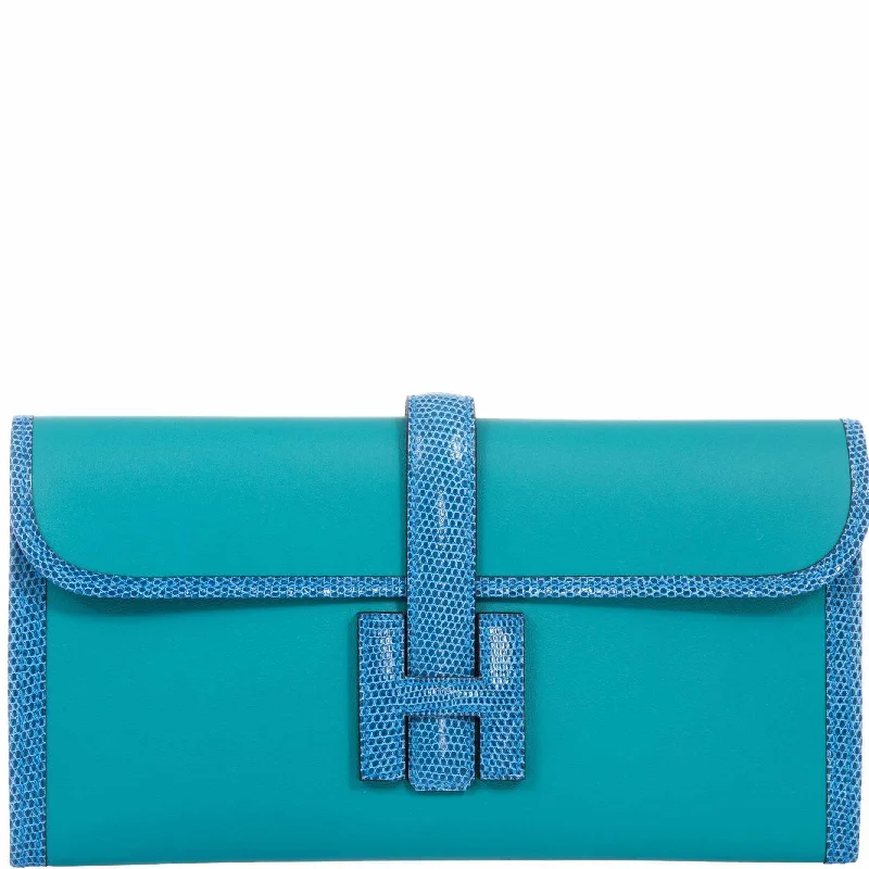 Hermès Jige Elan in Bleu Paon Swift and Mykonos Lizard