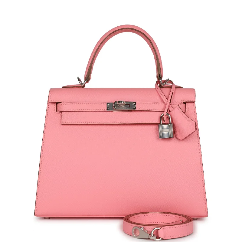 Hermes Kelly Sellier 25 Rose Confetti Epsom Palladium Hardware