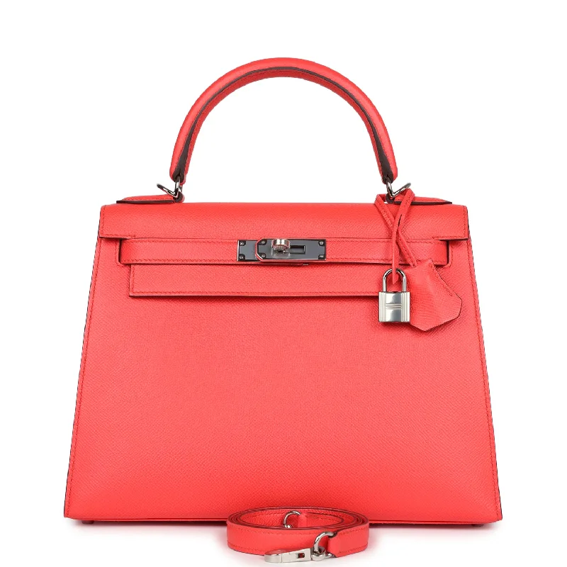 Hermes Kelly Sellier 28 Rose Texas Epsom Palladium Hardware