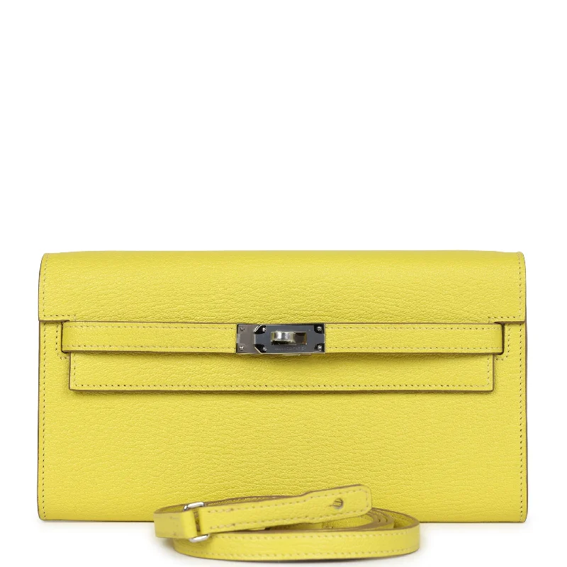 Hermes Kelly Wallet To Go Lime Chevre Palladium Hardware