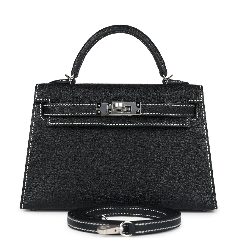 Hermes Special Order (HSS) Kelly Sellier 20 Black Chevre Mysore Palladium Hardware