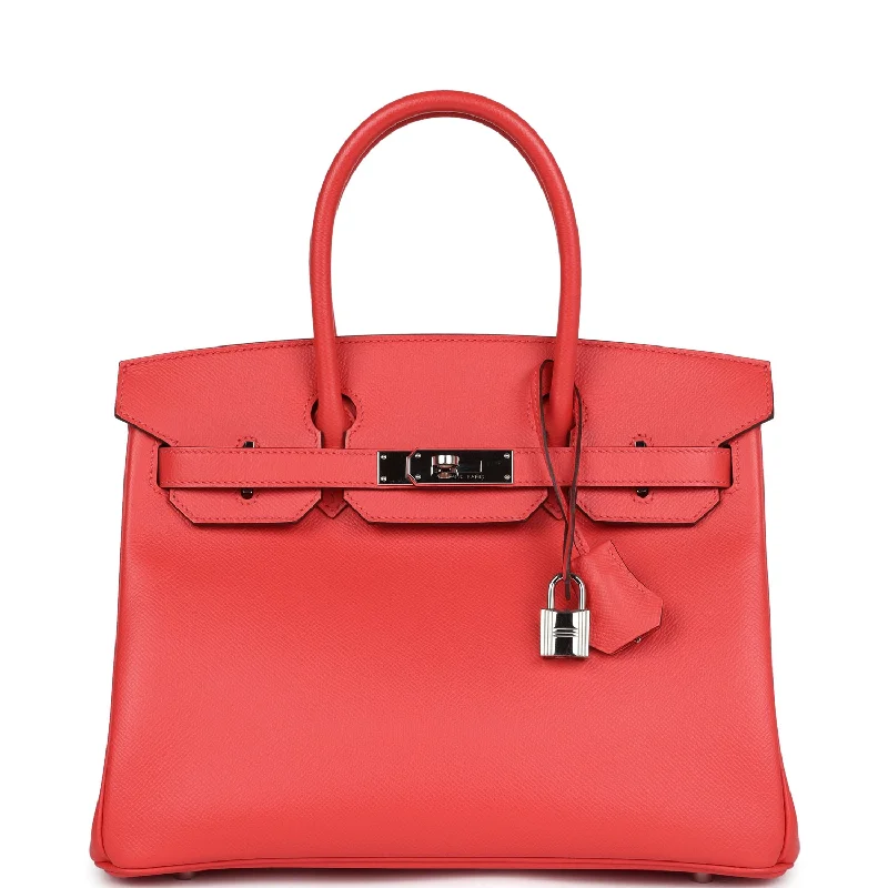 Pre-owned Hermes Birkin 30 Rose Jaipur Epsom Palladium Hardware