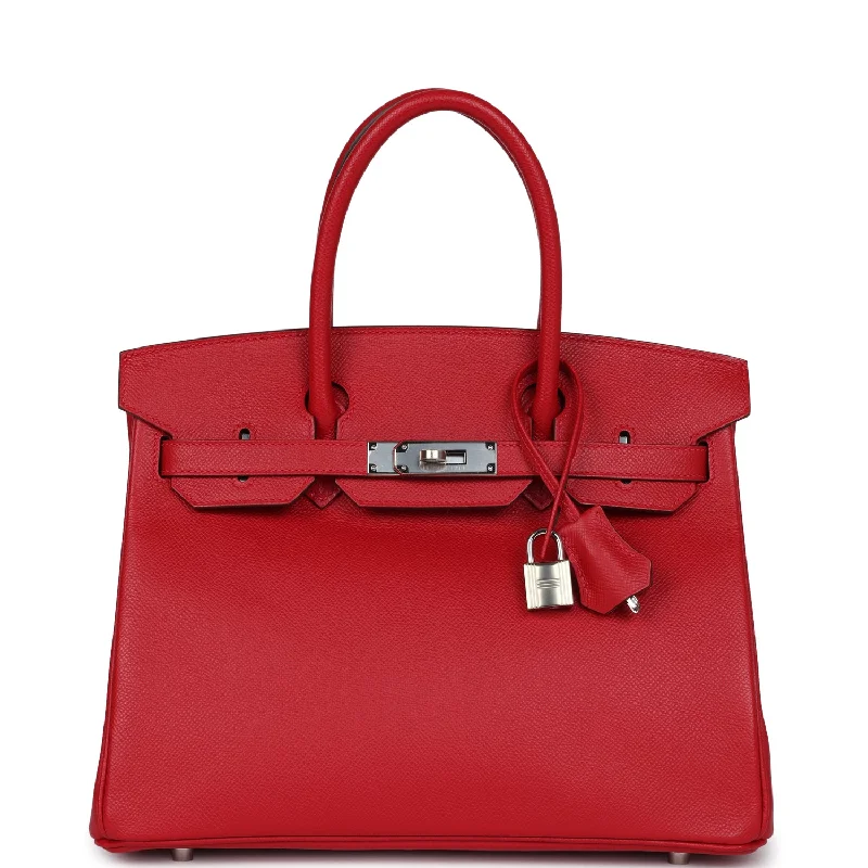 Pre-owned Hermes Birkin 30 Rouge Casaque Epsom Palladium Hardware