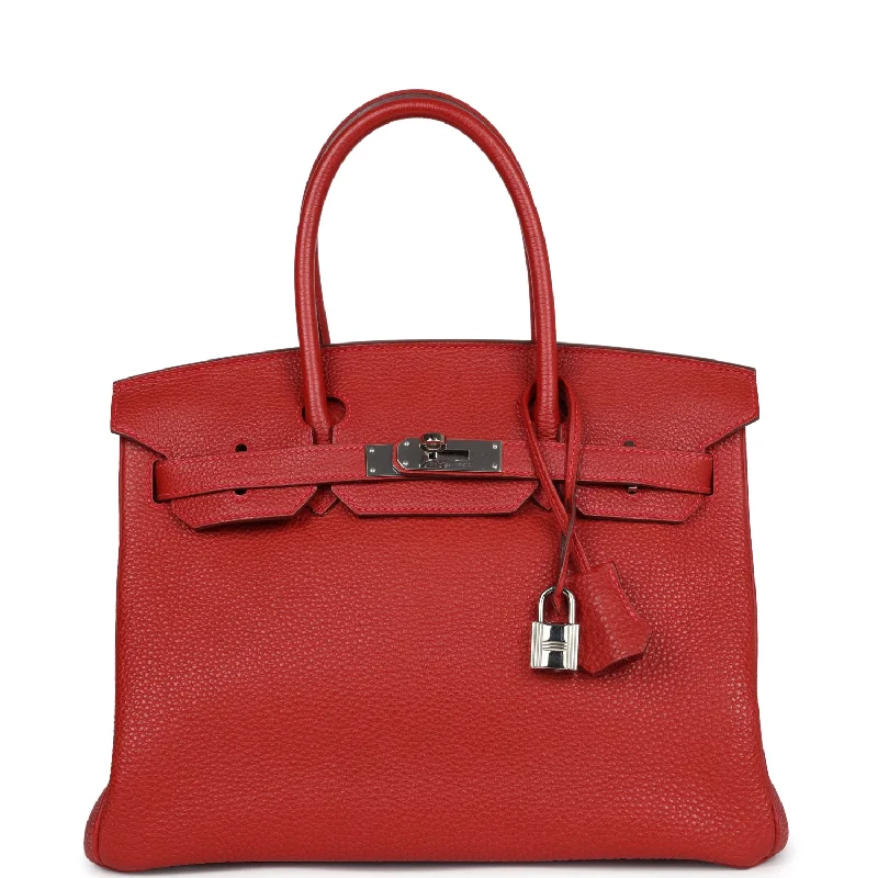 Pre-owned Hermes Birkin 30 Vermillon Togo Palladium Hardware