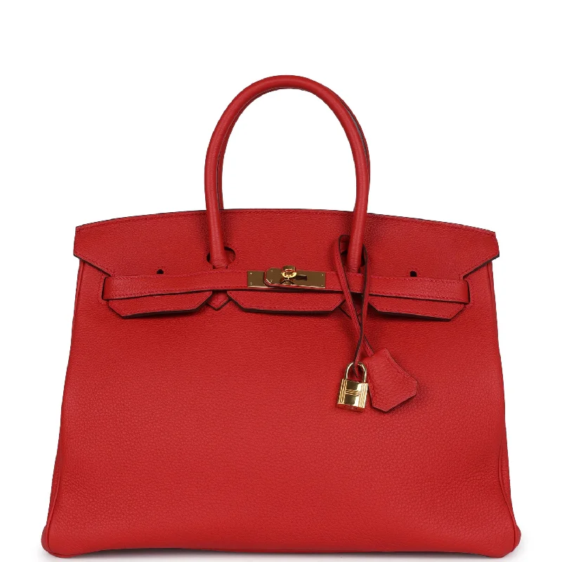 Pre-owned Hermes Birkin 35 Rouge Tomate Togo Gold Hardware