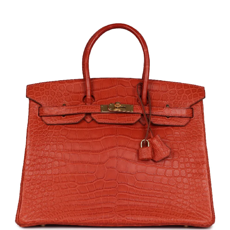 Pre-owned Hermes Birkin 35 Sanguine Matte Alligator Gold Hardware