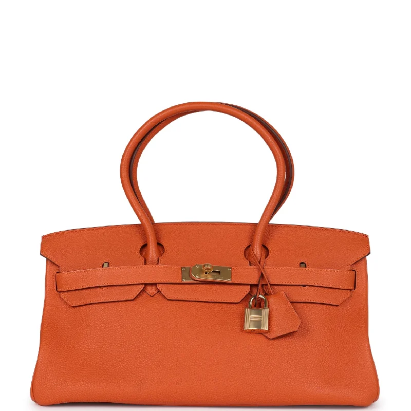 Pre-owned Hermes Shoulder Birkin 42 JPG Orange H Clemence Gold Hardware