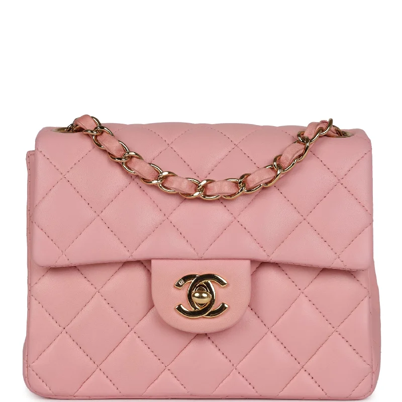 Vintage Chanel Mini Square Flap Light Pink Lambskin Gold Hardware