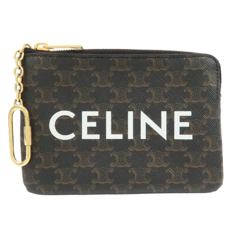 CELINE C Macadam PVC Coin Case Black Brown White