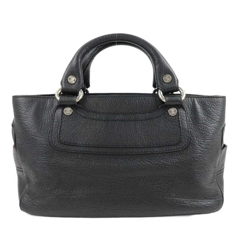 CELINE Leather Boogie Bag Hand Bag Silver Hard Ware Black