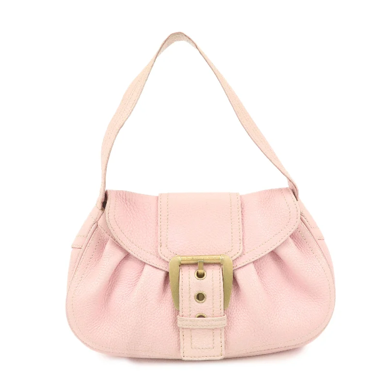 CELINE Leather Shoulder Bag Hand Bag Pink Gold Hardware