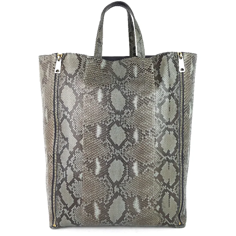 Vertical Gusset Cabas Python Leather Bag