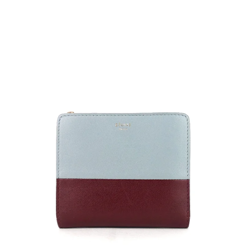 Compact Zip Two-Tone Square Lambskin Wallet