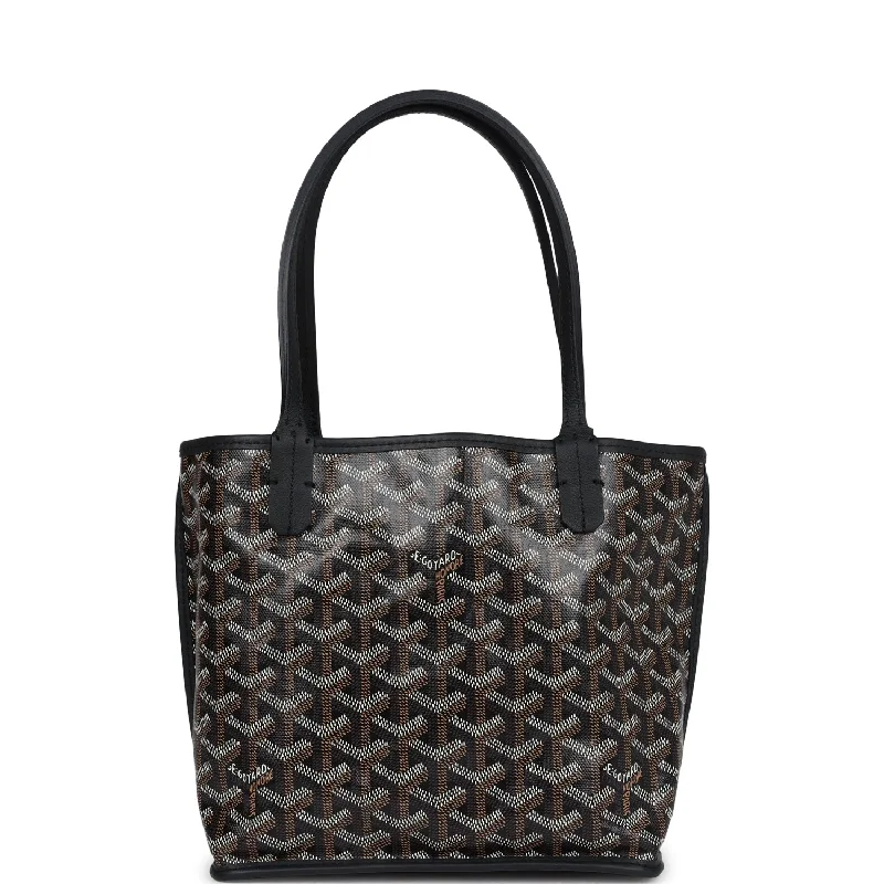 Goyard Goyardine Anjou Black Mini Bag Palladium Hardware