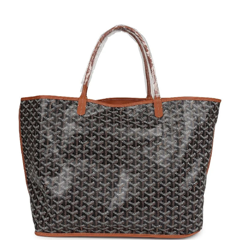 Goyard Goyardine Black and Brown Anjou GM Reversible Tote Bag Palladium Hardware