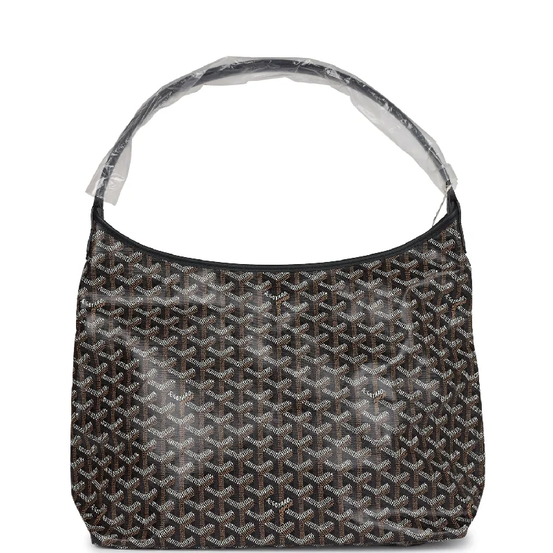 Goyard Goyardine Black Boheme Hobo Bag Palladium Hardware