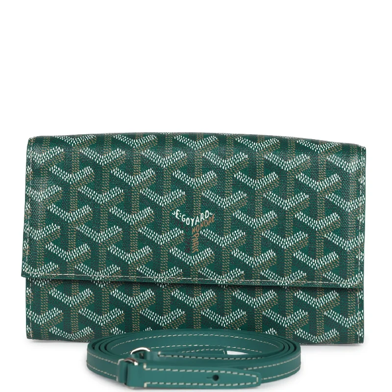 Goyard Goyardine Canvas Green Varenne Continental Wallet Bag Palladium Hardware