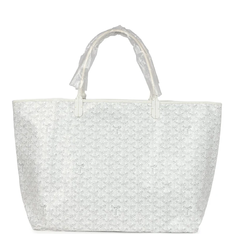 Goyard Goyardine Canvas White Saint Louis GM Tote Palladium Hardware