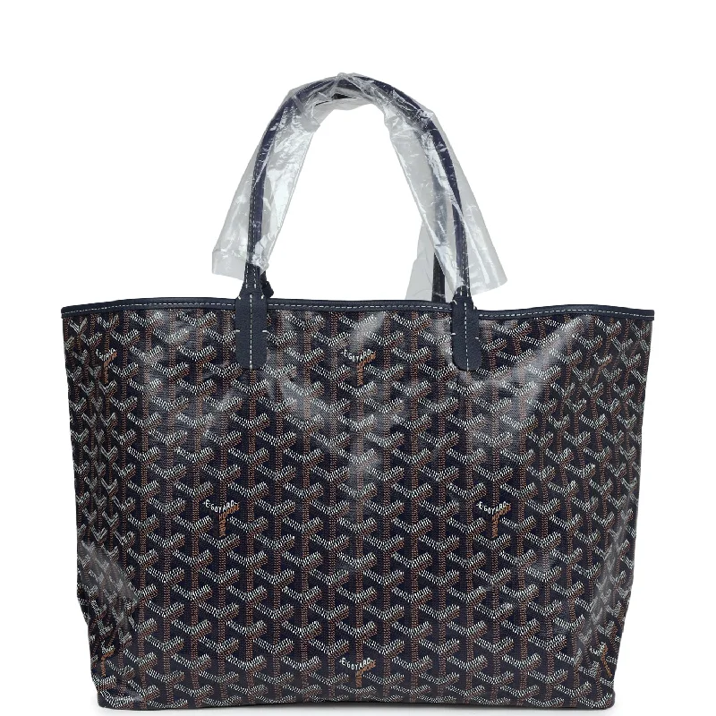 Goyard Goyardine Navy St. Louis PM Tote Bag Palladium Hardware