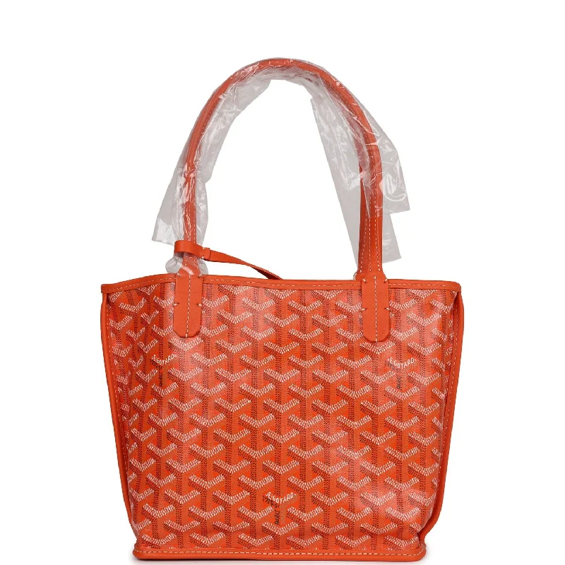 Goyard Goyardine Orange Anjou Mini Reversible Tote Bag Palladium Hardware