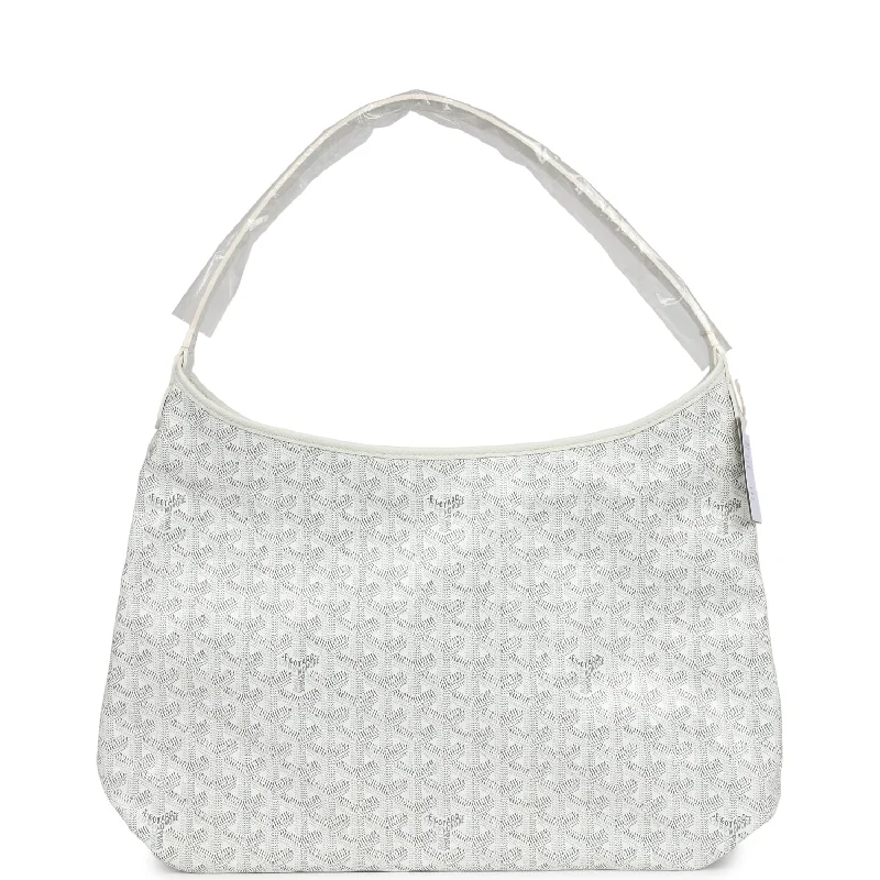 Goyard Goyardine White Boheme Hobo Bag Palladium Hardware