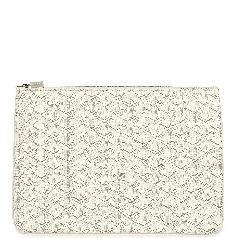 Goyard Goyardine White Senat MM Pouch Palladium Hardware