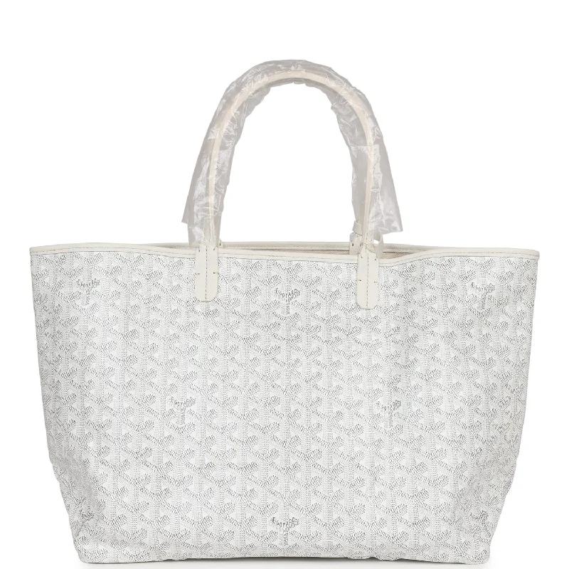 Goyard Goyardine White St. Louis PM Tote Bag Palladium Hardware