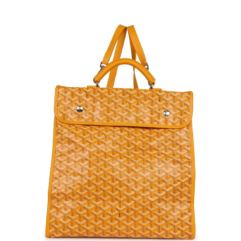 Goyard Saint Léger Backpack Yellow Goyardine Canvas Palladium Hardware