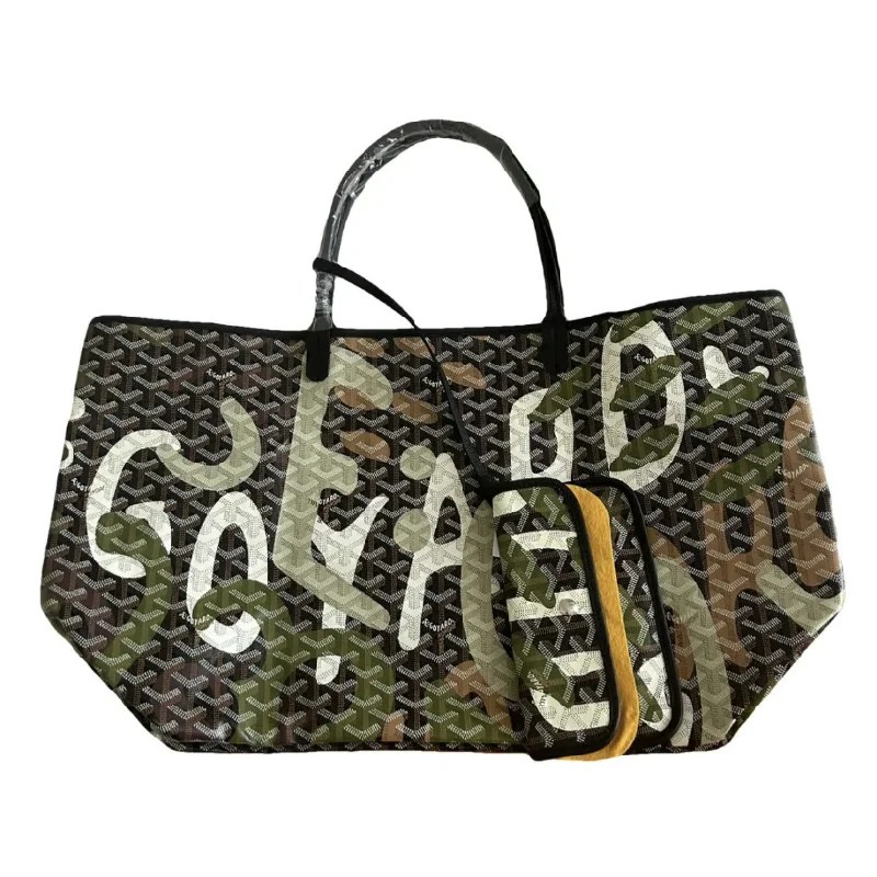 Goyard St Louis PM Tote Bag Lettres Camouflage (Black & Green)