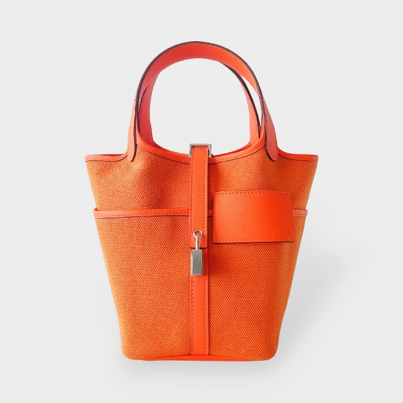 Hermes Cargo Picotin Lock Bag 18 In Orange With Palladium Hardware