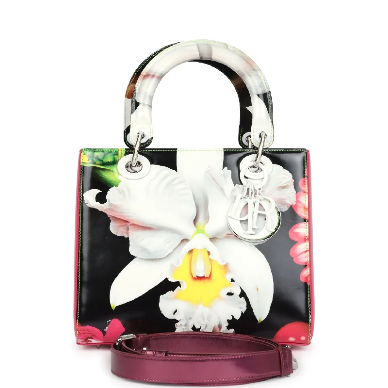 Christian Dior Medium Lady Dior Limited Edition "In the Night Garden" Silver Hardware by Mark Quinn