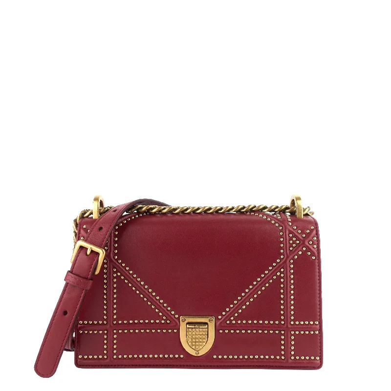 Diorama Medium Studded Calfskin Leather Bag