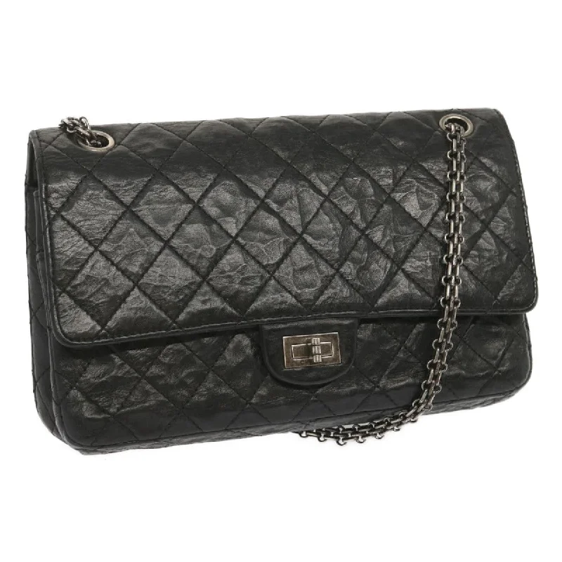 CHANEL 2.55 Matelasse Chain Bag Aged Calfskin Black A37586 CC  67618A