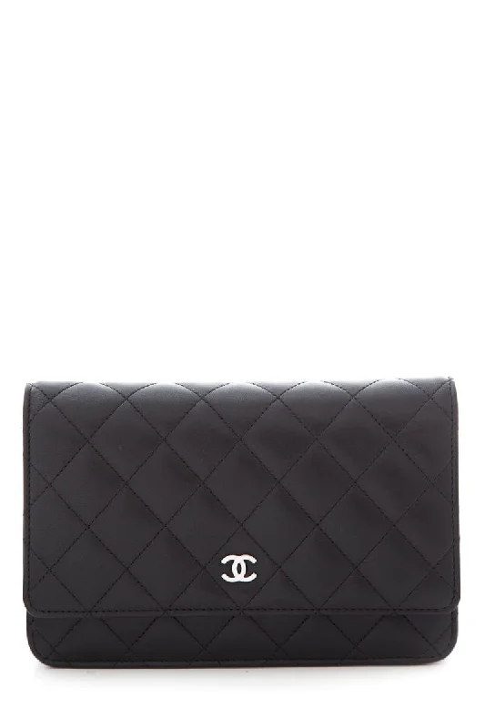 Chanel 2018 Black Lamb Skin Wallet on Chain Cross-Body