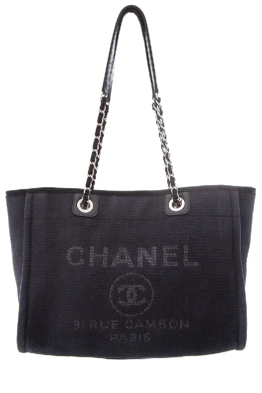 Chanel 2022 Navy Deauville Shopping Tote Handbag