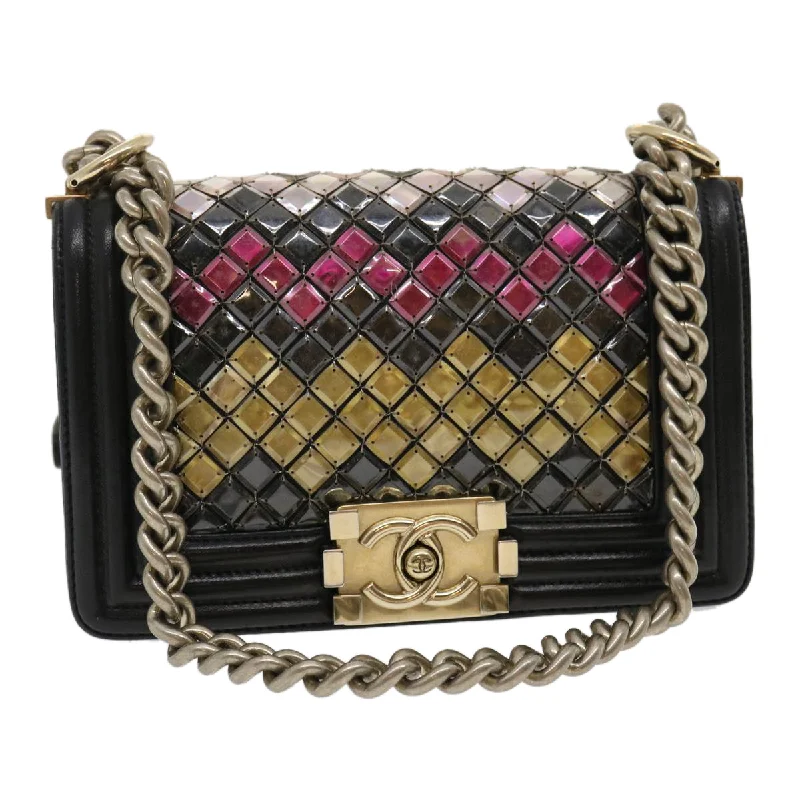 CHANEL Boy Chanel Chain Shoulder Bag Tile Black Multicolor CC  29551A