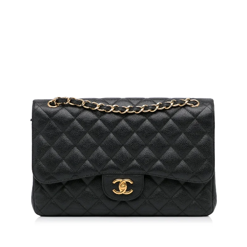 Chanel Classic Double Flap Jumbo Black Caviar Gold