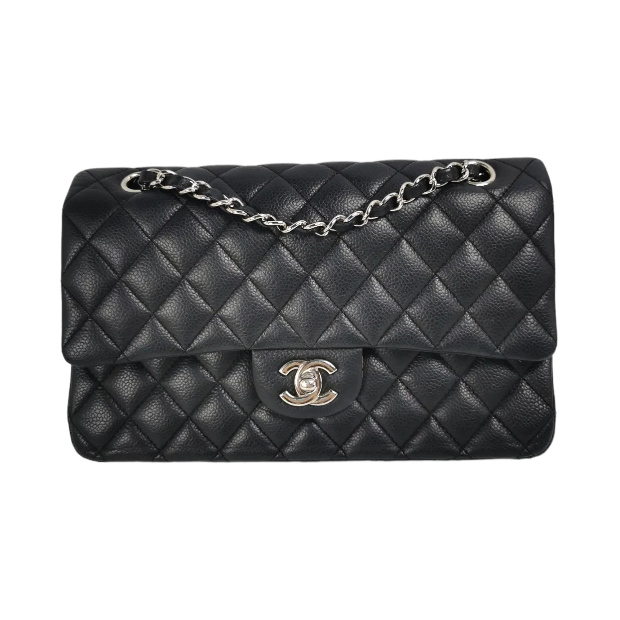 Chanel Classic Double Flap Medium Black Caviar Silver