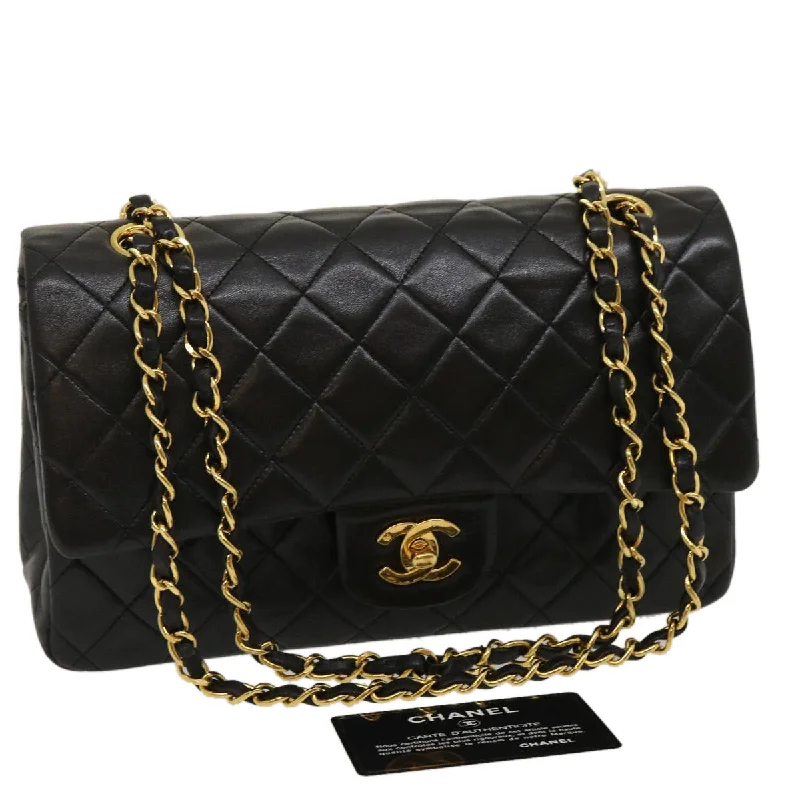 CHANEL Classic Matelasse 25 Chain Flap Shoulder Bag Lamb Skin Black  29962A