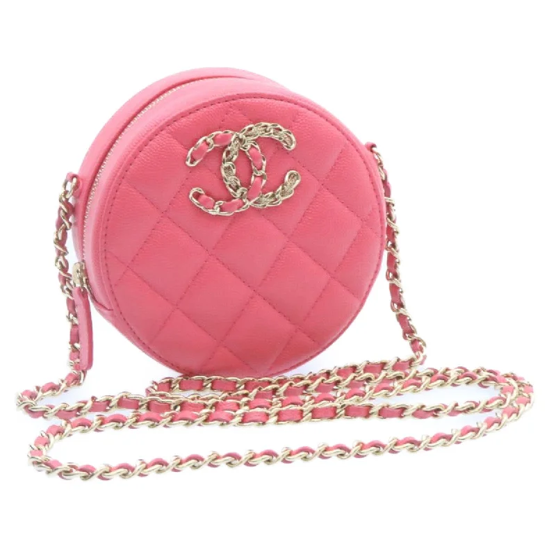 CHANEL Matelasse Caviar Skin Chain Shoulder Bag Pink CC  23651A