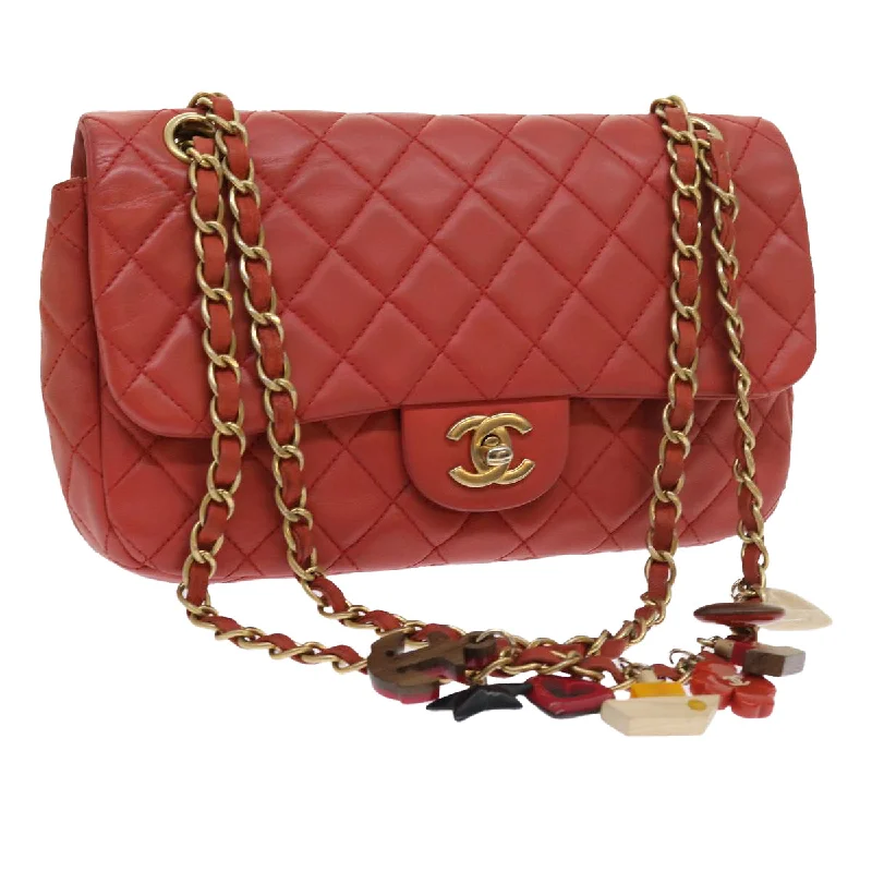 CHANEL Matelasse Chain Shoulder Bag Lamb Skin Valentine Only Pink CC  57072A