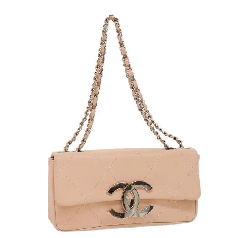 CHANEL Matelasse Chain Shoulder Bag Leather Pink CC  53097