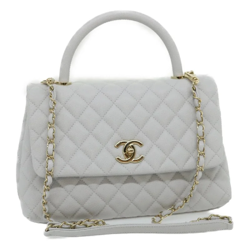 CHANEL Matelasse Chain Shoulder Hand Bag Caviar Skin 2way White CC  bs910A